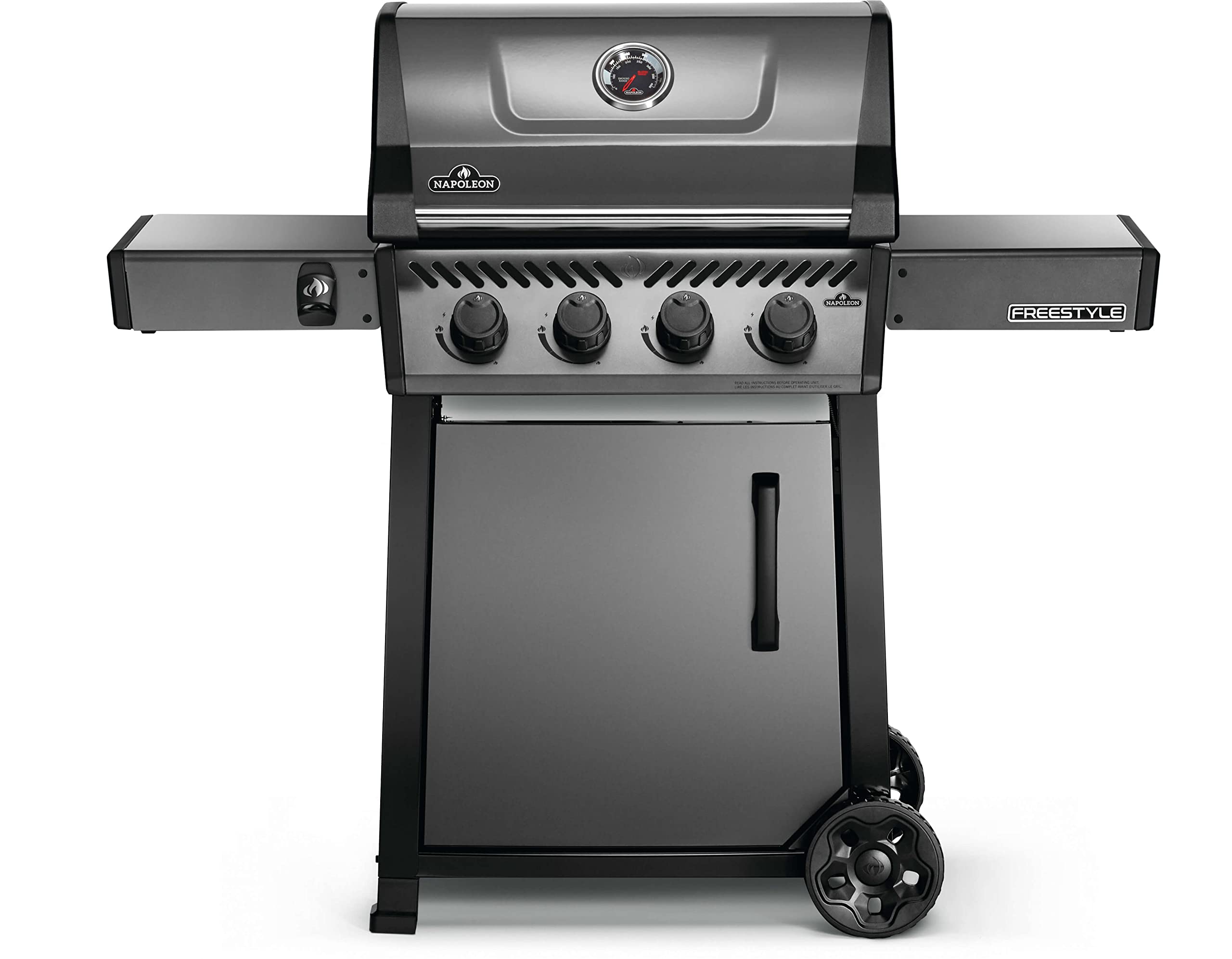 Napoleon Freestyle 425 Propane Gas Outdoor Grill, Graphite Grey – 4-Burner Backyard BBQ for Home Grilling