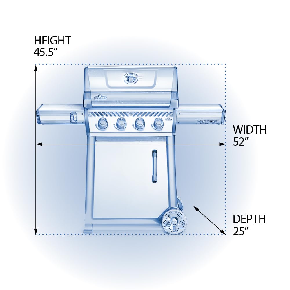Napoleon Freestyle 425 Propane Gas Outdoor Grill, Graphite Grey – 4-Burner Backyard BBQ for Home Grilling