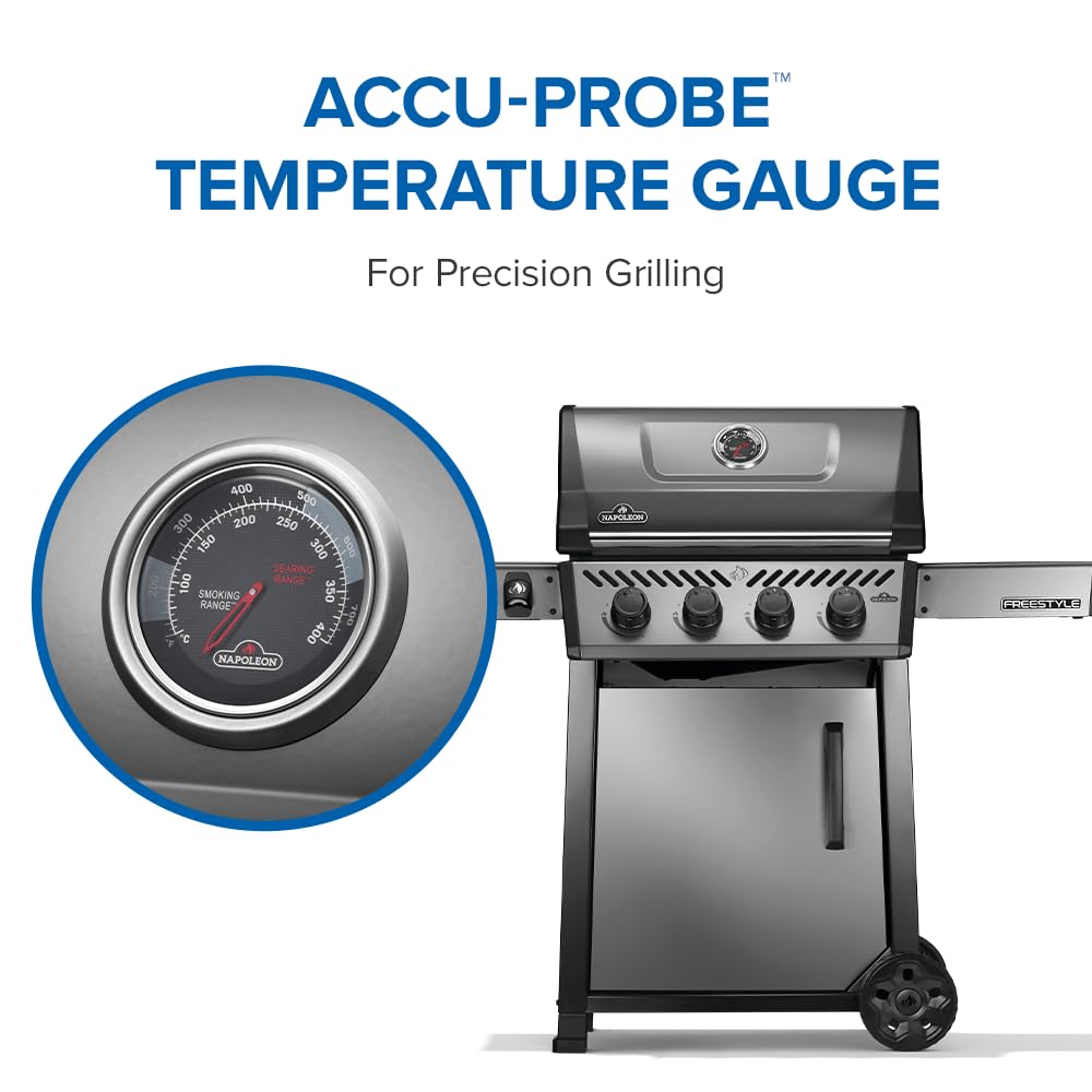 Napoleon Freestyle 425 Propane Gas Outdoor Grill, Graphite Grey – 4-Burner Backyard BBQ for Home Grilling 9 Napoleon Freestyle 425 Propane Gas Outdoor Grill, Graphite Grey – 4-Burner Backyard BBQ for Home Grilling
