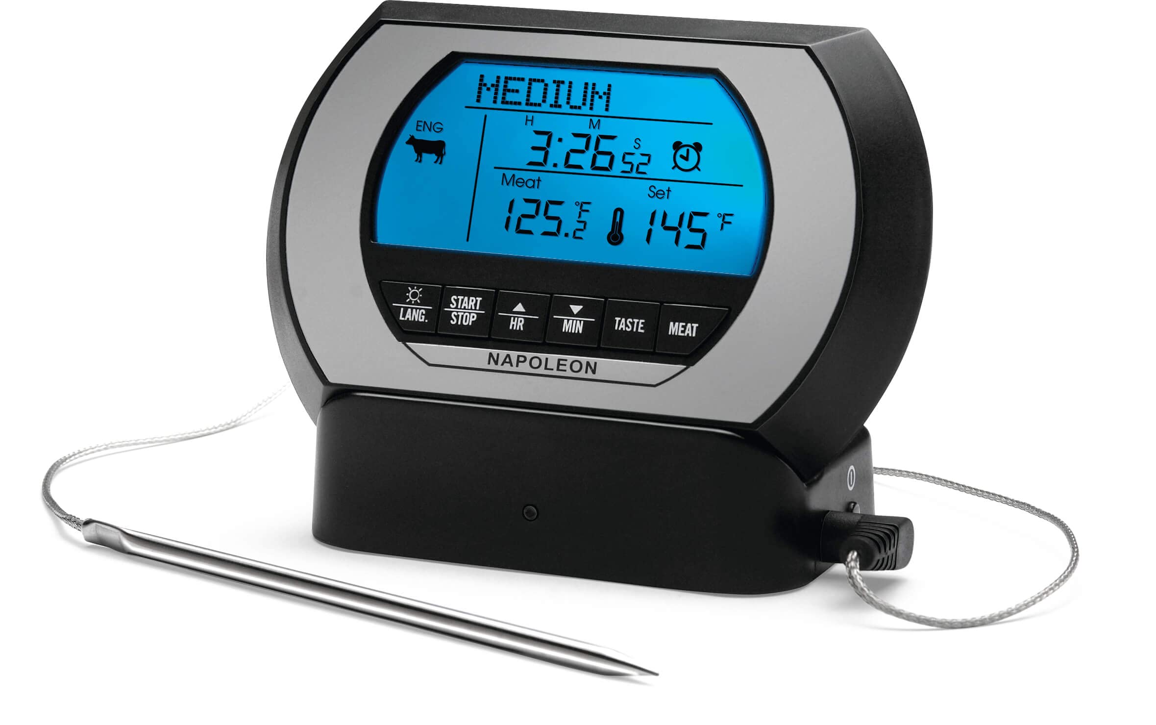 Napoleon BBQ Grill Accessory - PRO Wireless Digital Thermometer - 70006 - Wireless Meat and Food Thermometer, 200 Foot Range, Multi-Language, Stainless Steel Probe