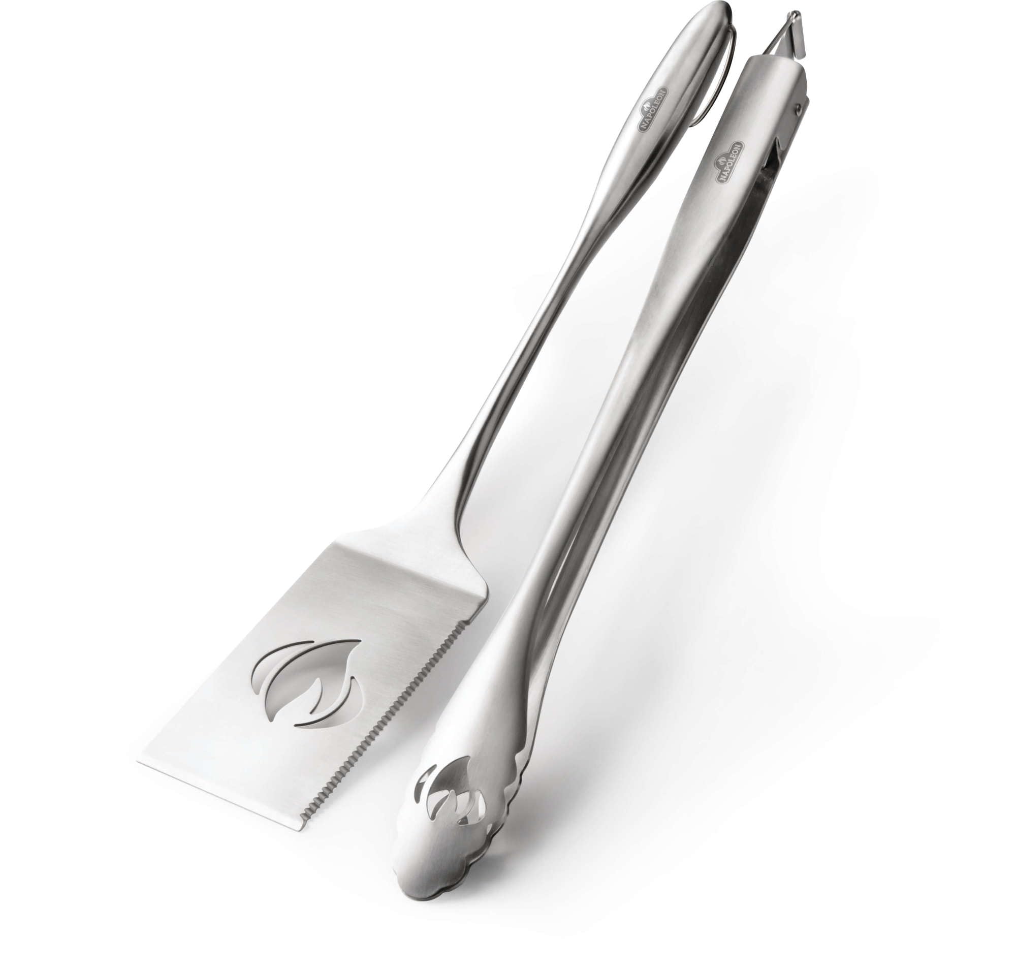 Napoleon PRO Stainless Steel Toolset - Ergonomic Handles, Hanging Loops, Includes Tongs, Multifunctional Spatula