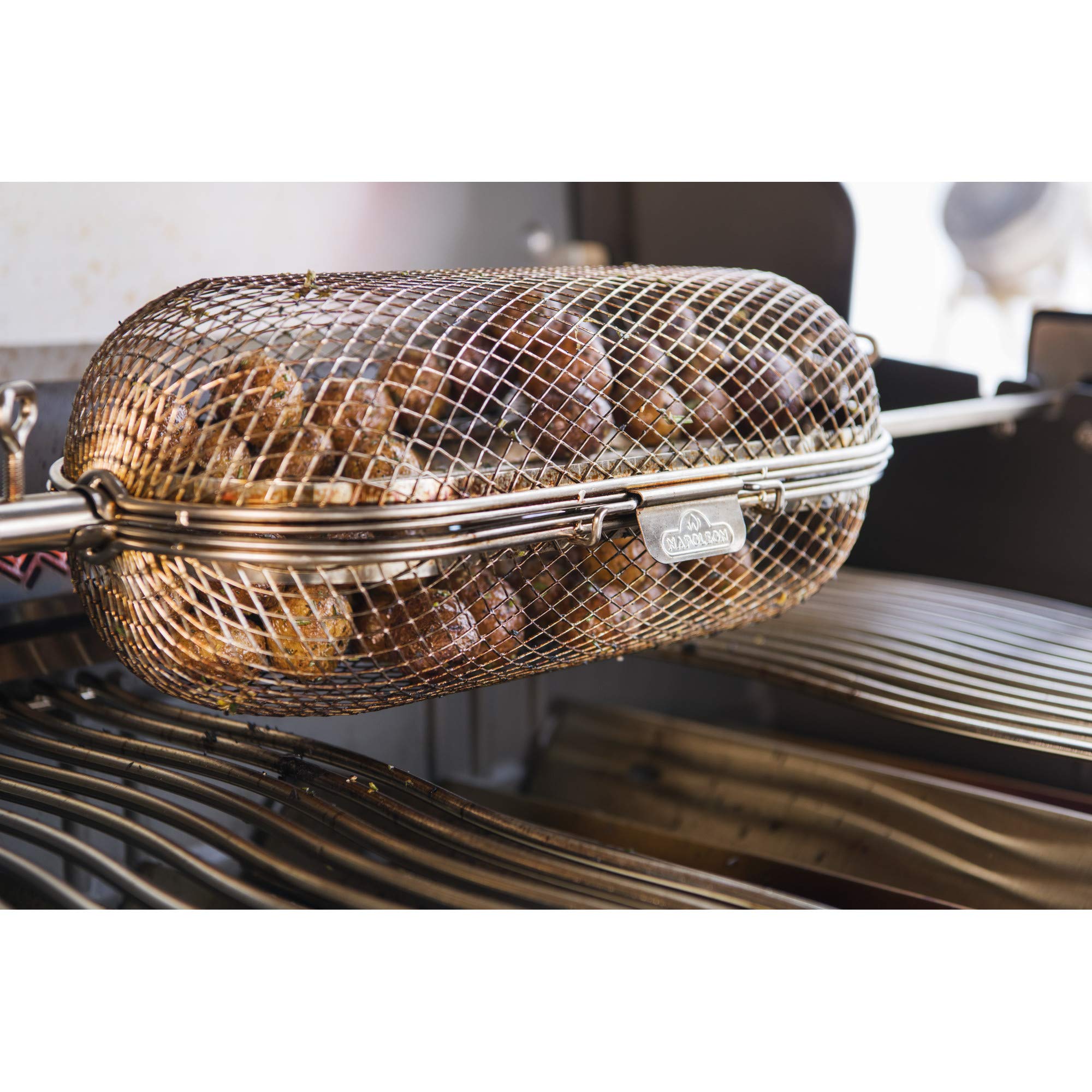 Napoleon Rotisserie Grill Basket - Stainless Steel, Fits Standard Spit Rods, Best For Wings, Fries And Roasted Veggies 12 Napoleon Rotisserie Grill Basket - Stainless Steel, Fits Standard Spit Rods, Best For Wings, Fries And Roasted Veggies