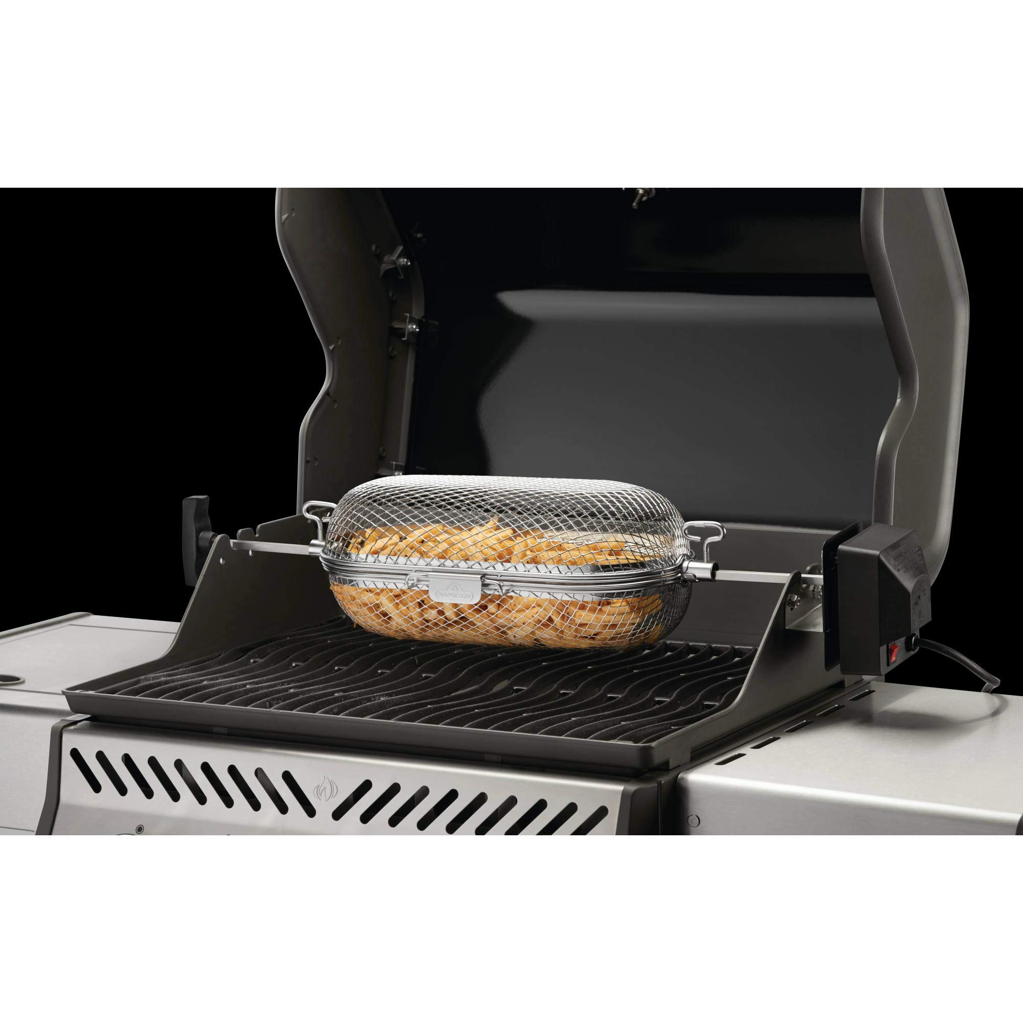 Napoleon Rotisserie Grill Basket - Stainless Steel, Fits Standard Spit Rods, Best For Wings, Fries And Roasted Veggies