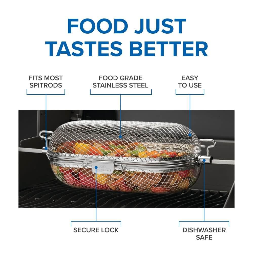 Napoleon Rotisserie Grill Basket - Stainless Steel, Fits Standard Spit Rods, Best For Wings, Fries And Roasted Veggies 5 Napoleon Rotisserie Grill Basket - Stainless Steel, Fits Standard Spit Rods, Best For Wings, Fries And Roasted Veggies