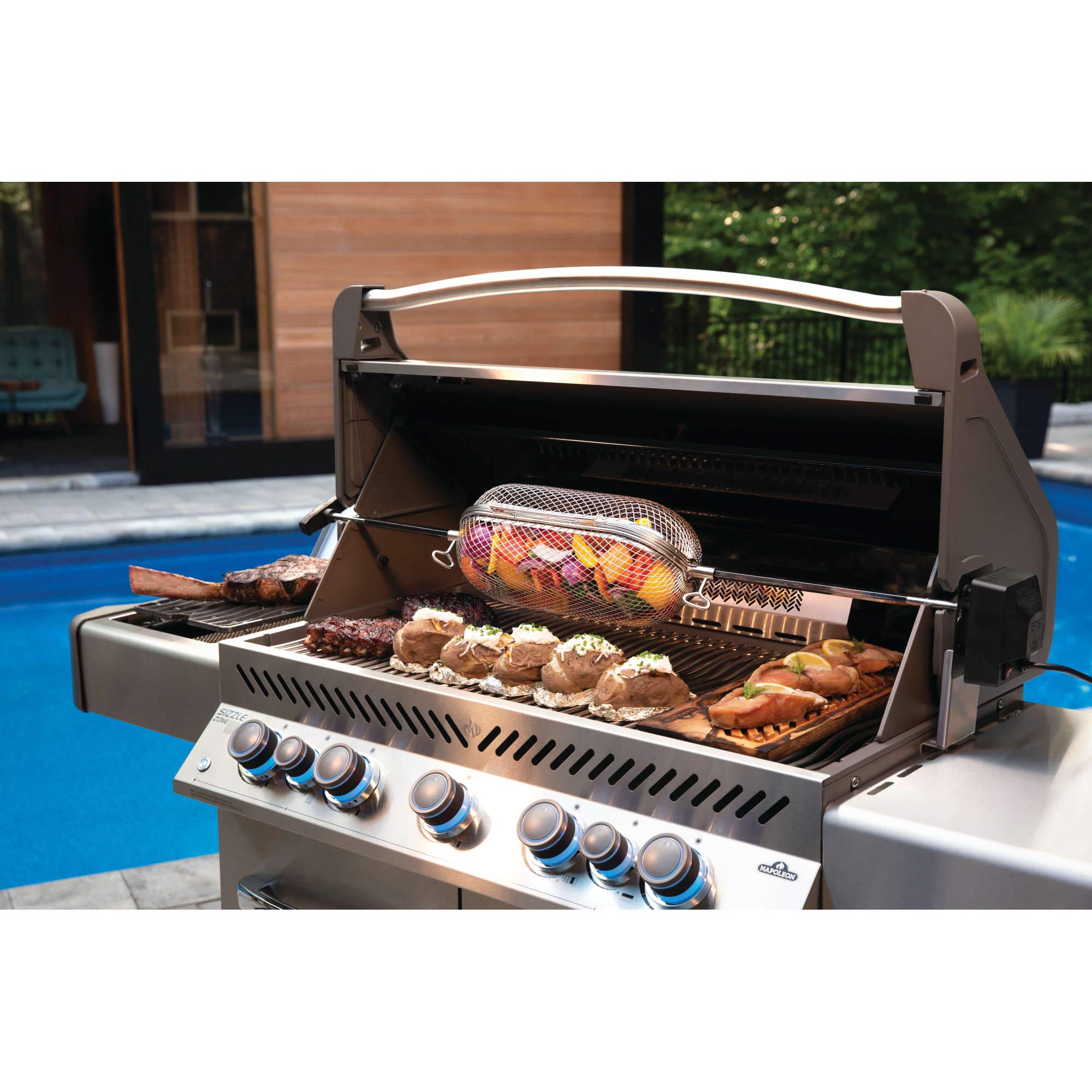 Napoleon Rotisserie Grill Basket - Stainless Steel, Fits Standard Spit Rods, Best For Wings, Fries And Roasted Veggies 6 Napoleon Rotisserie Grill Basket - Stainless Steel, Fits Standard Spit Rods, Best For Wings, Fries And Roasted Veggies