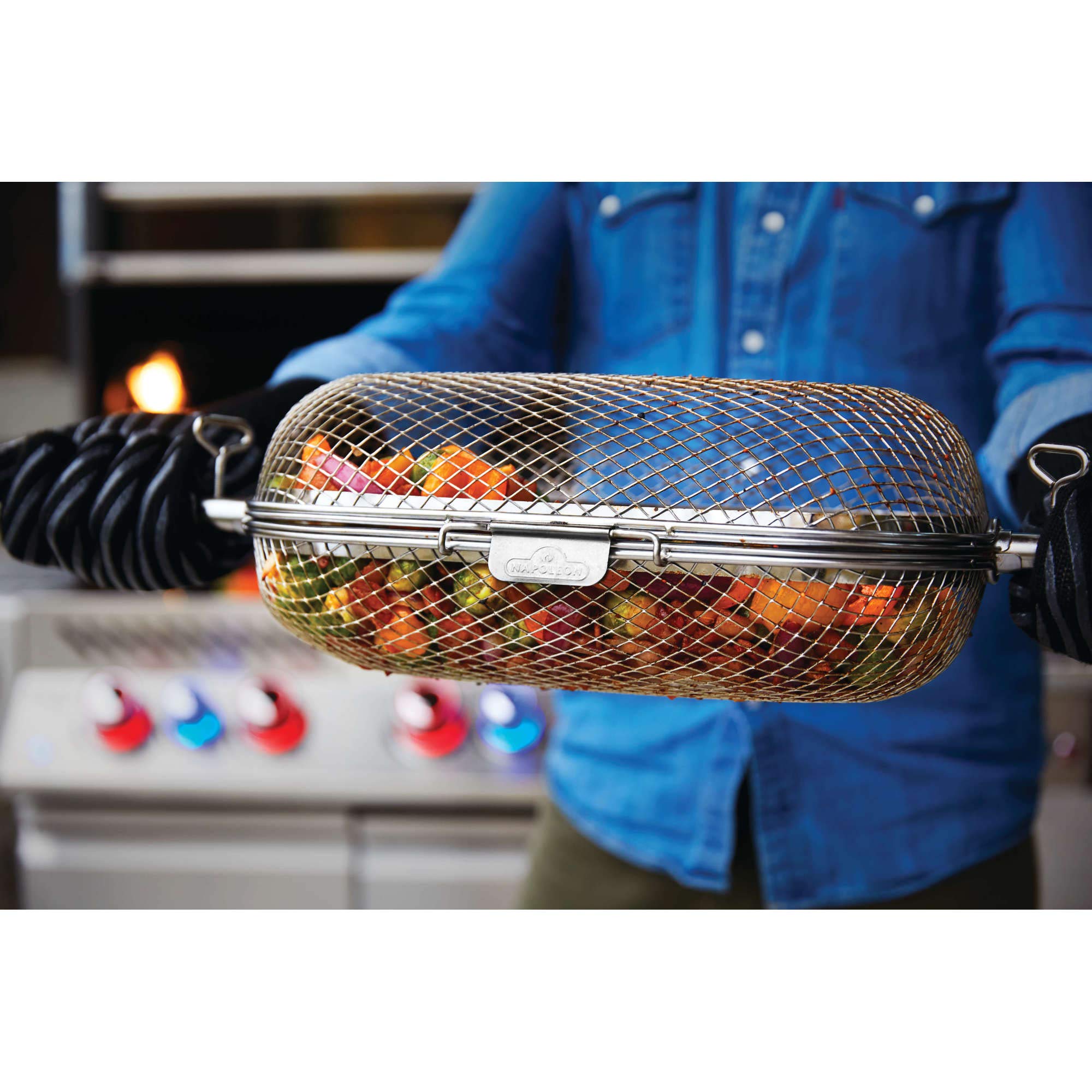 Napoleon Rotisserie Grill Basket - Stainless Steel, Fits Standard Spit Rods, Best For Wings, Fries And Roasted Veggies 9 Napoleon Rotisserie Grill Basket - Stainless Steel, Fits Standard Spit Rods, Best For Wings, Fries And Roasted Veggies