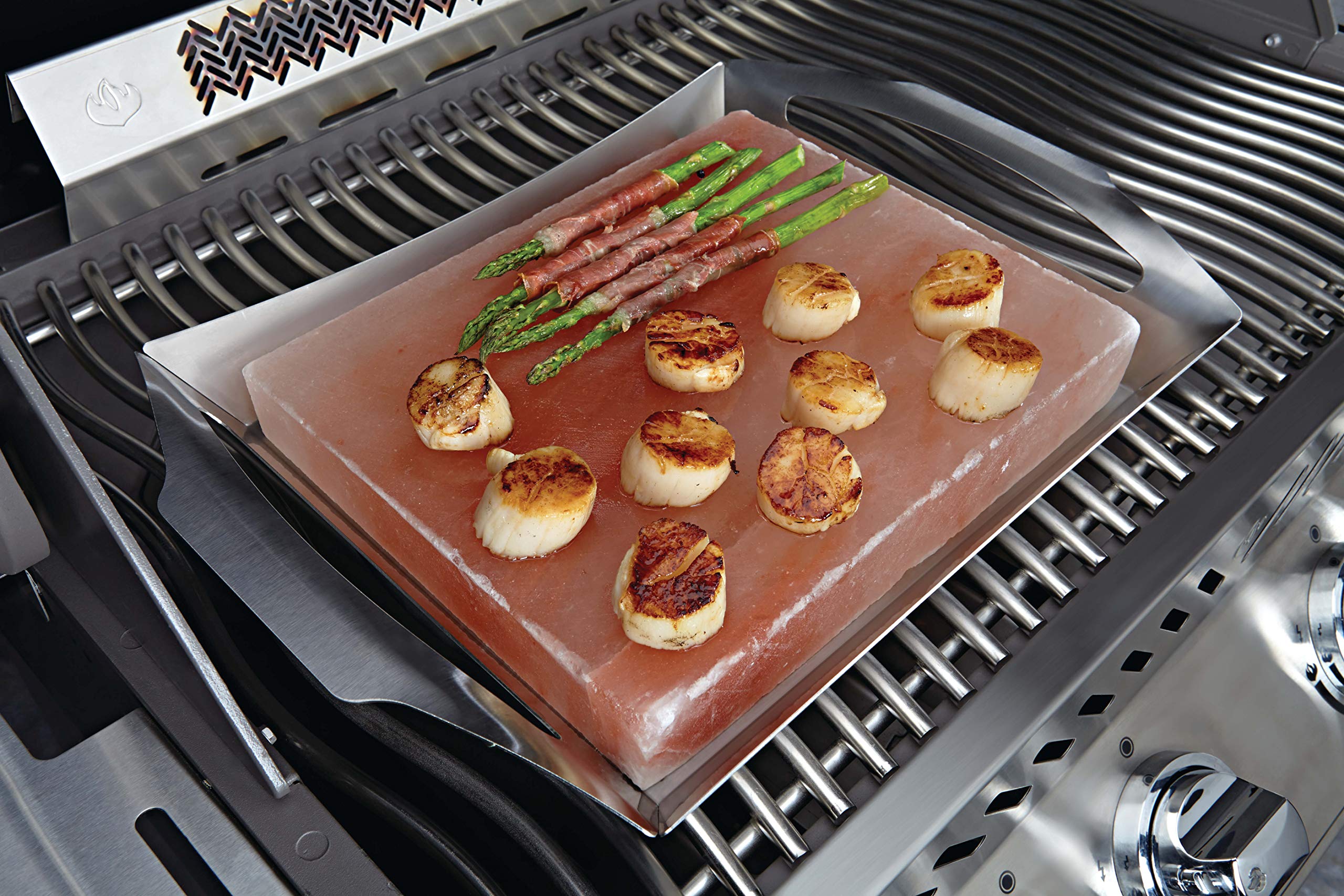 Napoleon 70025 Himalayan Salt Block with Stainless Steel Topper Grill Accessory, Multi