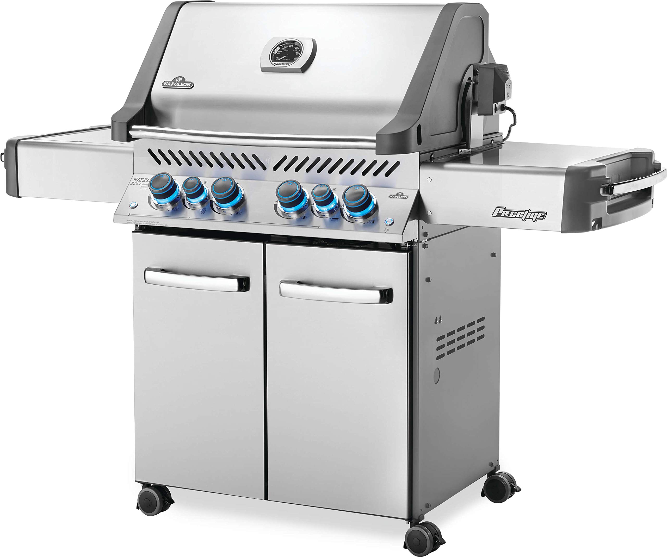Napoleon P500RSIBPSS-3 Prestige 500 RSIB Propane Gas Grill, sq. in + Infrared Side and Rear Burner, Stainless Steel