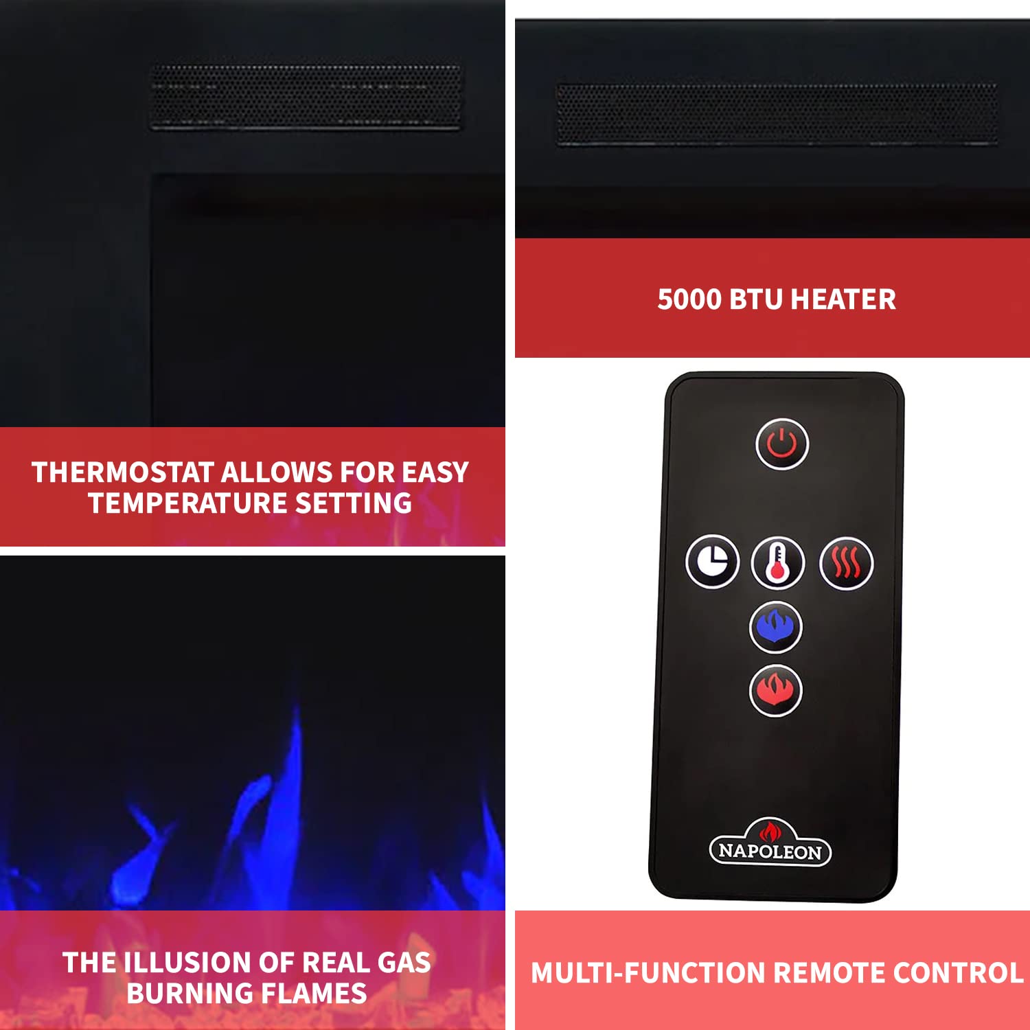 Napoleon Allure 42 inch Wall Mount Electric Fireplace - Black, NEFL42FH 8 Napoleon Allure 42 inch Wall Mount Electric Fireplace - Black, NEFL42FH