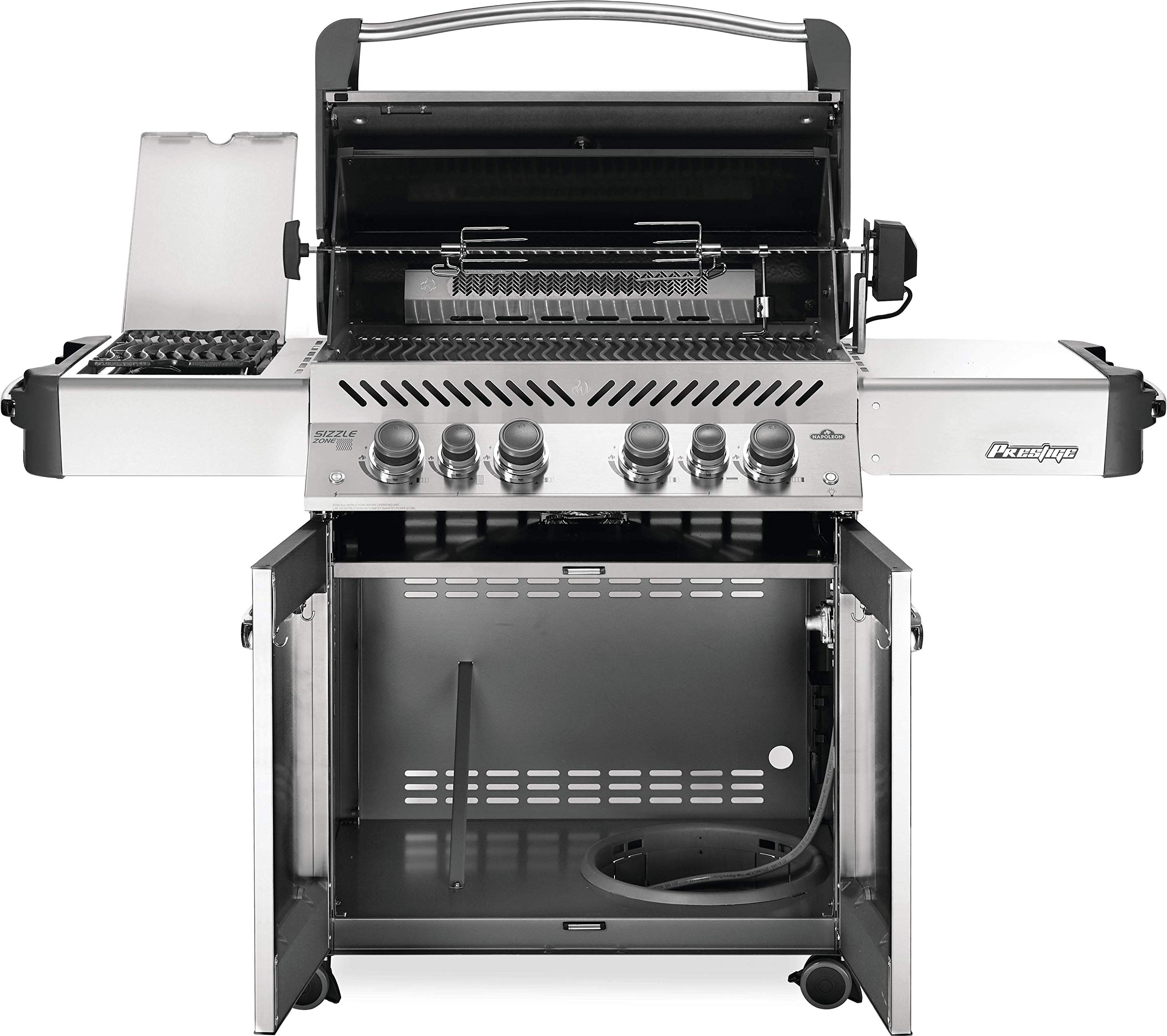 Napoleon P500RSIBNSS-3 Prestige 500 RSIB Natural Gas Grill, sq. in + Infrared Side and Rear Burner, Stainless Steel
